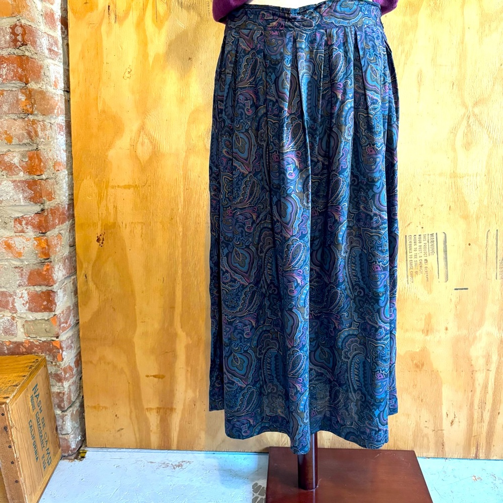 Vintage Lee‎ David Collection Paisley Rayon Midi Skirt Sz 15/16